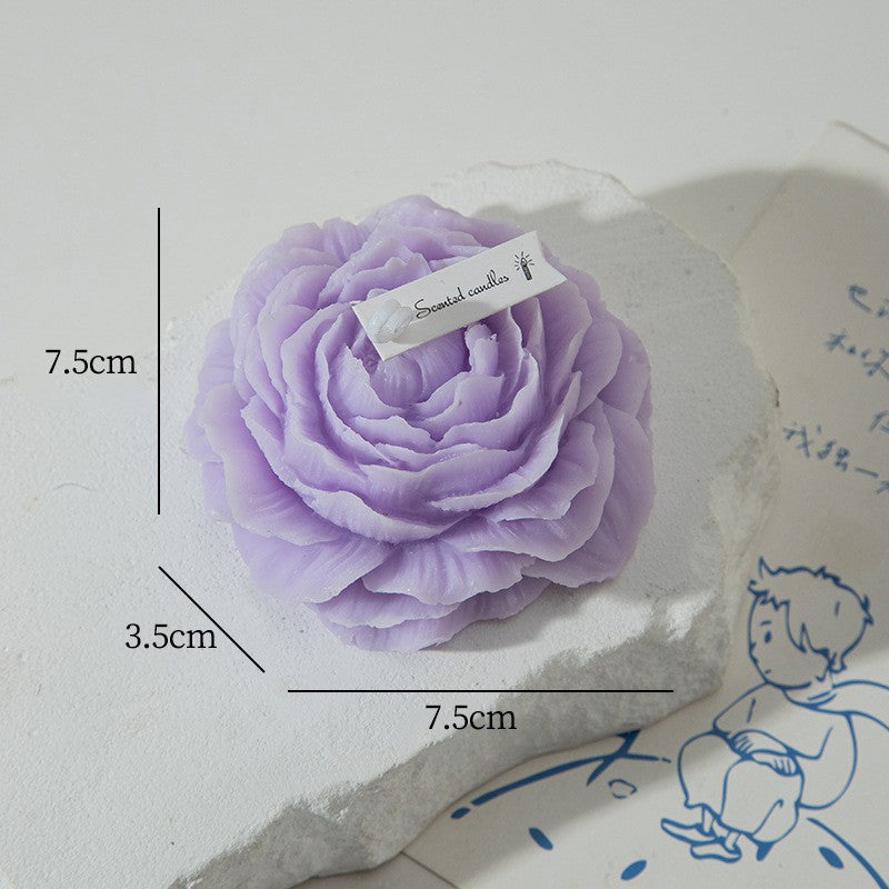 Lumanare Parfumata in Forma de Trandafir, Decorativa, Timp Ardere 10h, Ceara Mixta, 7.5 x 3.5 cm, 70 g, Lavanda, Mov