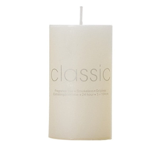 Lumanare Decorativa Cilindrica, Fara Fum si Fara Parfum, Ardere 24h, Parafina, 5 x 10 cm, 190 g, Ivory Alb