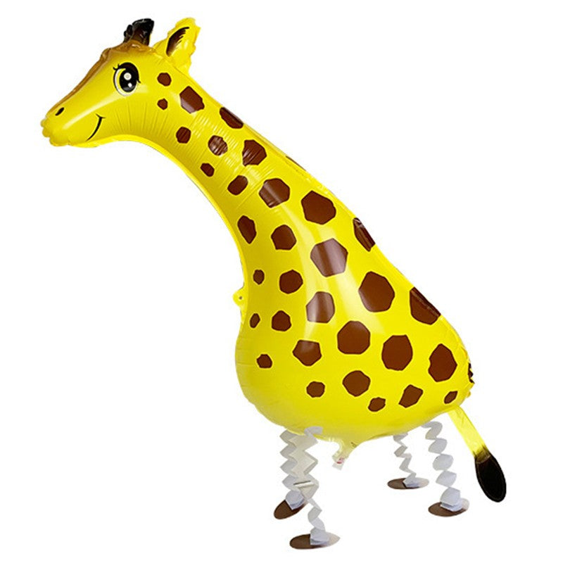 Balon Figurina Girafa, Balon din Folie Metalizata pentru Aer sau Heliu, Decoratiuni Petrecere, Include Pai Umflare, 90x37 cm, Galben