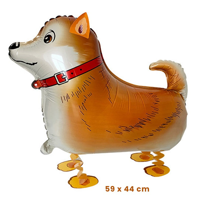 Balon din Folie Metalizata, Figurina Animata Model Catel, Umflare cu Aer sau Heliu, include Pai, Aluminiu, 59x44 cm, Maro Inchis