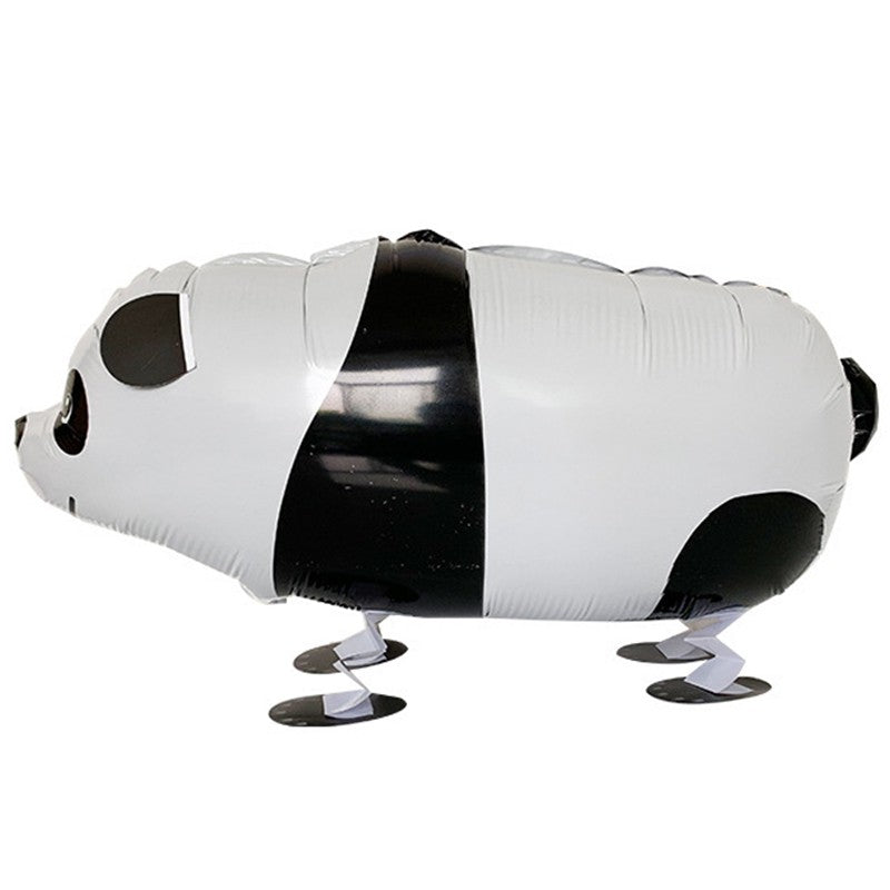 Balon din Folie Metalizata, Figurina Animata Model Panda, Umflare Aer sau Heliu, Include Pai, Alb-Negru, 74x42 cm