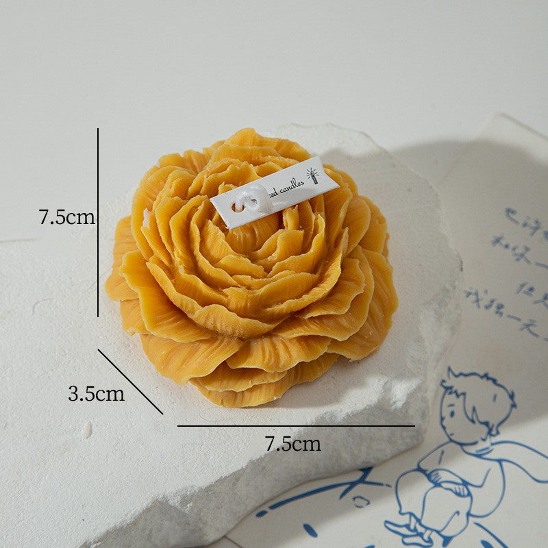 Lumânare Parfumată Decorativă, Model Trandafir, Timp Ardere 10 Ore, Ceară Mixtă, Parfum de Citrice, Portocaliu, 70 g, 7.5 x 3.5 cm