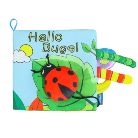 Carte Senzoriala pentru Bebelusi, Animale 3D cu Sunete si Fosnete, Educativa si Interactiva, Material Moale Lavabil, 0-3 Ani, Model Buburuza, 15x16x4 cm, Multicolor