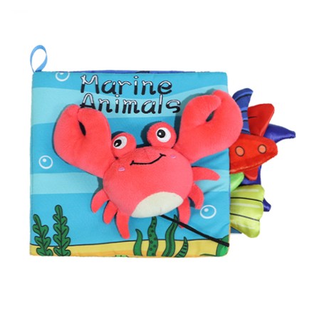 Carte Senzoriala pentru Bebeluși, Animăluțe 3D cu Sunete și Foșnete, Material Textil Lavabil, Model Crab, 0-3 Ani, 15x16x4 cm, Multicolor