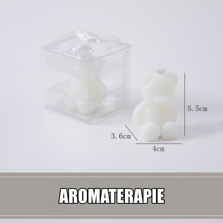 Lumanare Parfumata pentru Aromaterapie, Design Figurina Ursulet, Obiect Decorativ Interior, Ceara de Calitate, Alb, 5.5x3.6x4 cm