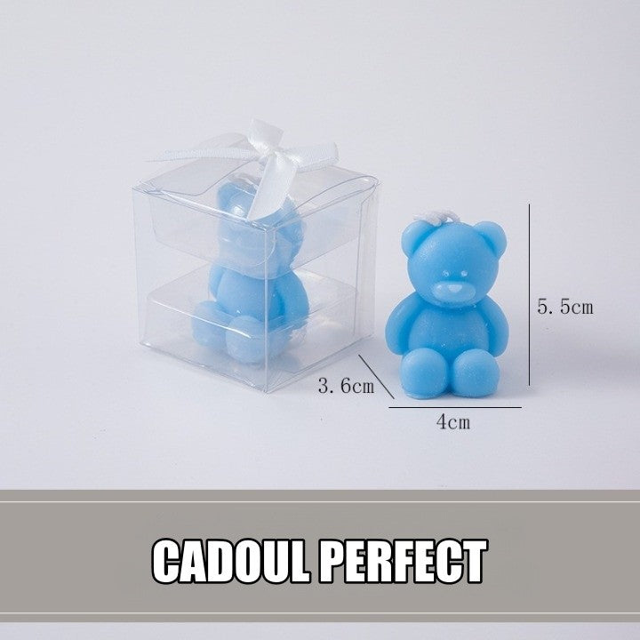 Lumanare Parfumata Figurina Ursulet, Decoratiune Interior si Accente Festive, Ceara, Albastru, 5.5x3.6x4 cm
