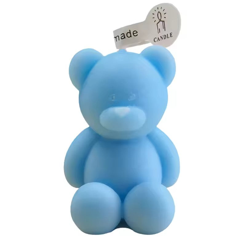 Lumanare Parfumata Figurina Ursulet, Decoratiune Interior si Accente Festive, Ceara, Albastru, 5.5x3.6x4 cm