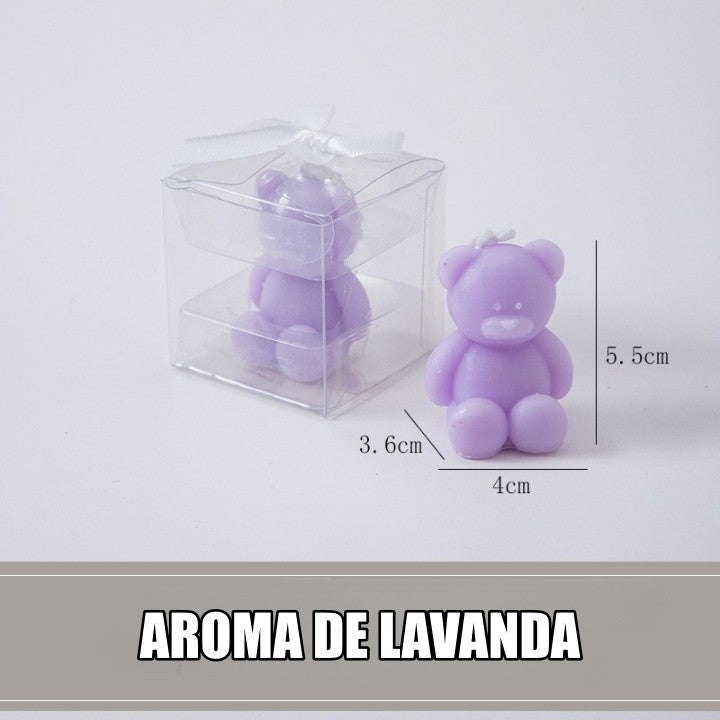 Lumanare Parfumata in Forma de Ursulet, Aroma de Lavanda, Design Decorativ, Mov, 5.5x3.6x4 cm