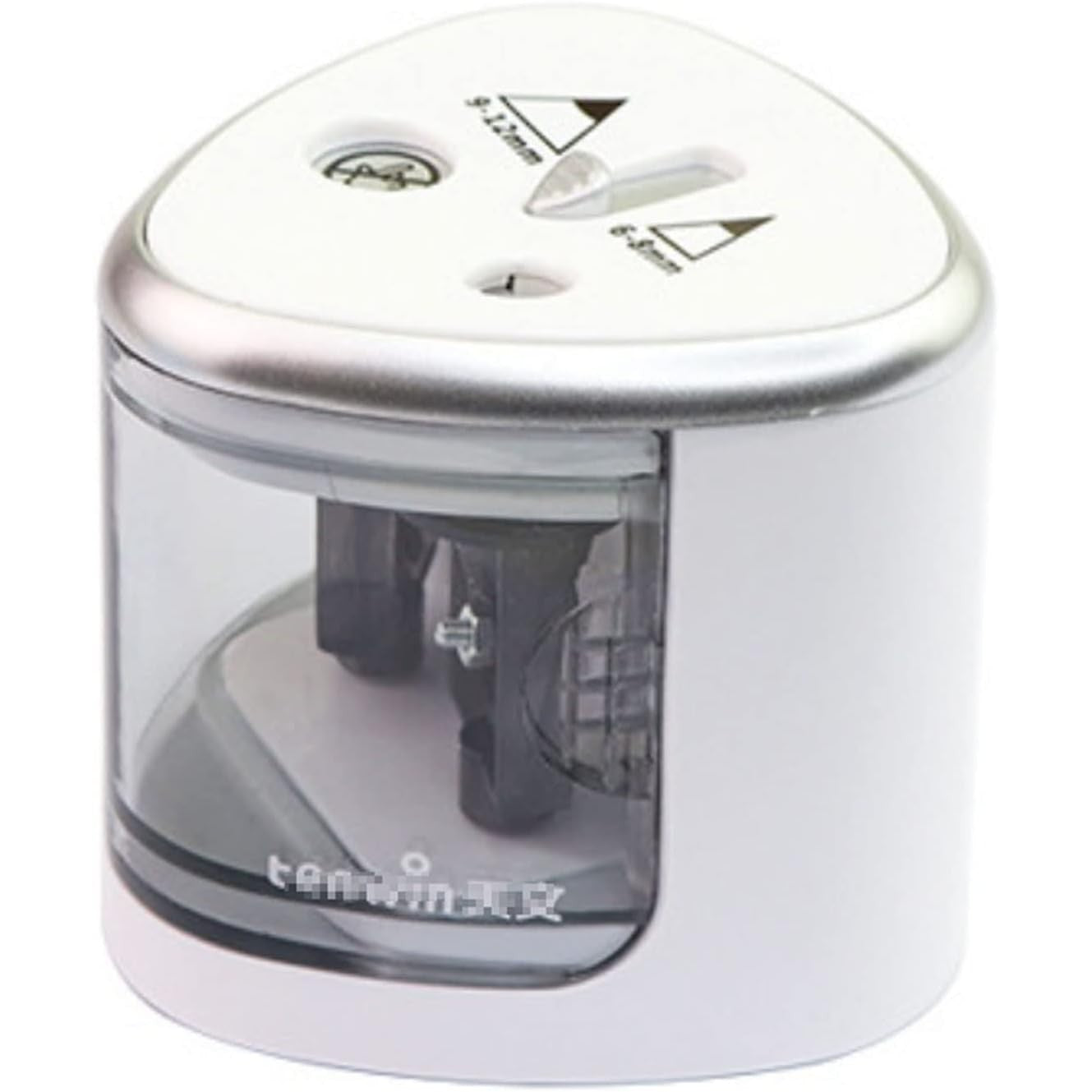 Ascutitoare Electrica cu 2 Gauri pentru Creioane Standard si Groase, Compatibila 6-12 mm, Alimentare 4 Baterii AA, Plastic Rezistent, 7.5 x 7.5 x 7.5 cm, Gri