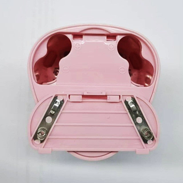 Ascuțitoare Electrică cu 2 Găuri pentru Creioane Standard și Groase 6-12 mm, Plastic Rezistent, 4 Baterii AA, 7.5 x 7.5 x 7.5 cm, Roz