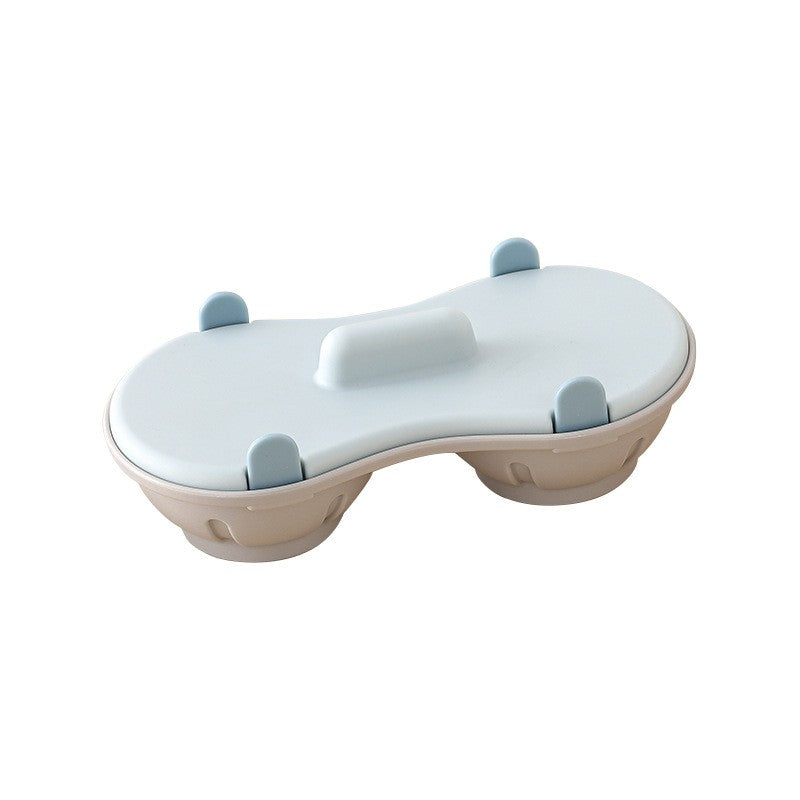 Recipient pentru Gatit Oua la Cuptorul cu Microunde, Forma Dubla pentru Oua Posate, Baza Antiderapanta, Plastic PP, 22 x 11.8 x 8 cm, Albastru