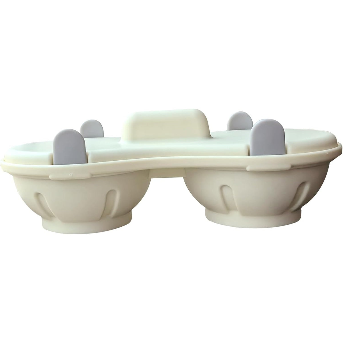 Aparat Pentru Gătit Ouă La Microunde, Recipient Cu 2 Compartimente Pentru Ouă Poșate, Plastic PP Rezistent La Căldură, 22 x 11.8 x 8 cm, Gri