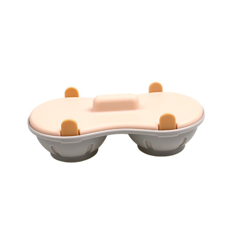 Recipient Dublu pentru Gătit Ouă la Microunde, Formă pentru Ouă Poșate cu Bază Antialunecare, Plastic PP, 22 x 11.8 x 8 cm, Portocaliu