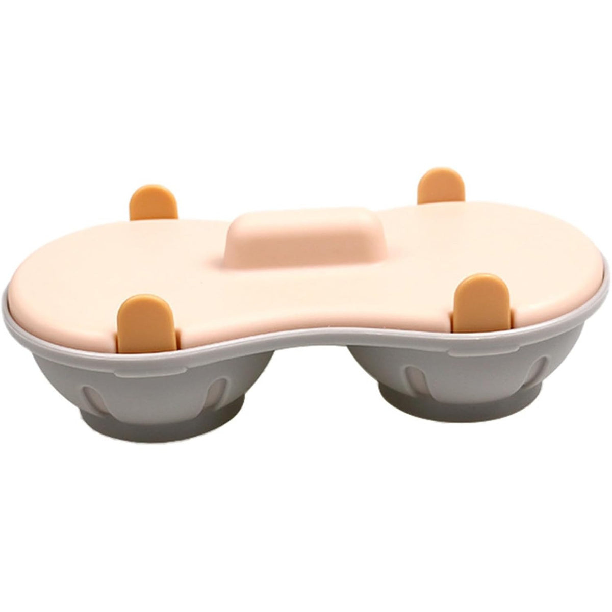 Recipient Dublu pentru Gătit Ouă la Microunde, Formă pentru Ouă Poșate cu Bază Antialunecare, Plastic PP, 22 x 11.8 x 8 cm, Portocaliu