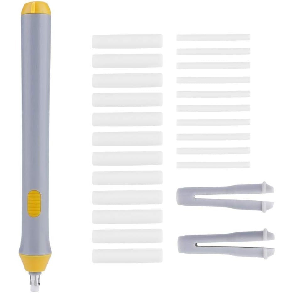Gumă de Șters Electrică pentru Schițe și Artă, Radieră de Precizie cu 2 Grosimi Reglabile, Design Ergonomic, ABS, 22 Piese, Gri