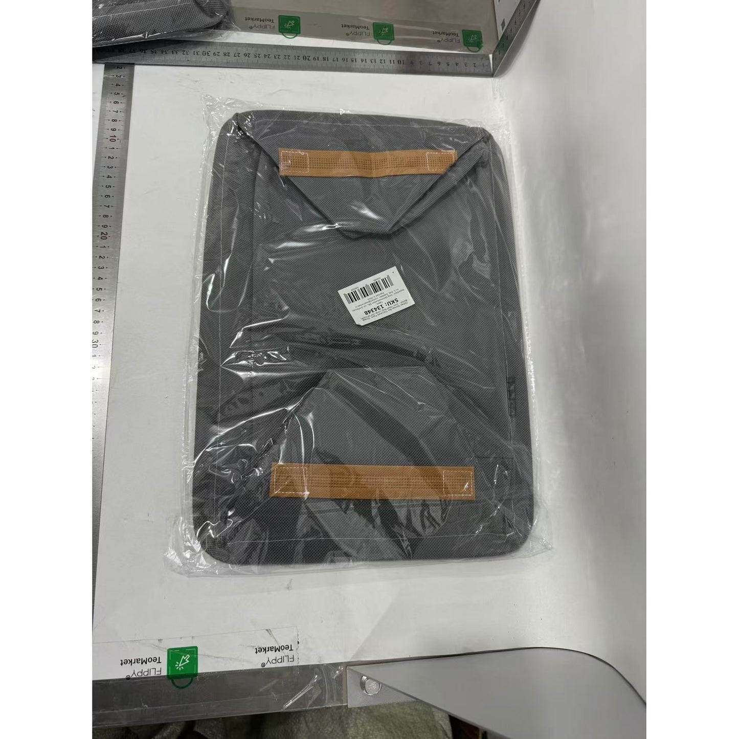 Cutie Depozitare Haine si Accesorii, Organizator Textil cu Cadru Metalic si Manere Laterale, Pliabila, Forma Dreptunghiulara, 29 L, 42 x 28 x 25 cm, Gri