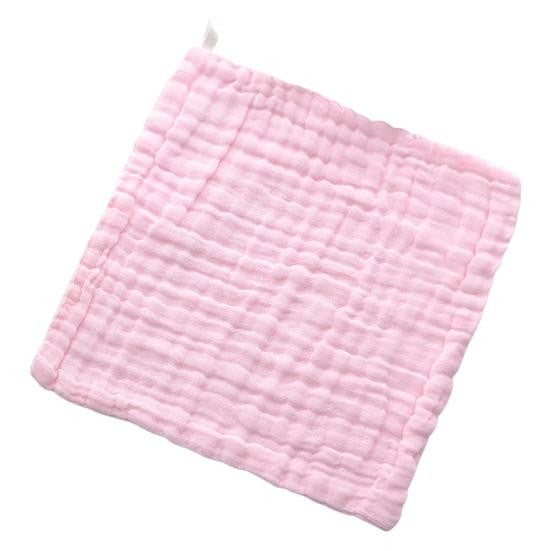 Prosop Bebelusi Absorbant, Tifon din Bumbac 100% pentru Fata si Baită, 6 Straturi, Agatatoare, 30 x 30 cm, Roz