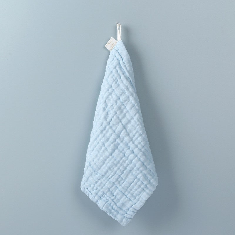 Prosop Bebelusi Absorbant, Tifon din Bumbac 100% Moale, 6 Straturi, Agatatoare Inclusa, 30 x 30 cm, Albastru