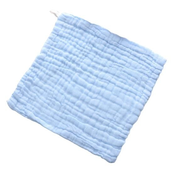 Prosop Bebelusi Absorbant, Tifon din Bumbac 100% Moale, 6 Straturi, Agatatoare Inclusa, 30 x 30 cm, Albastru