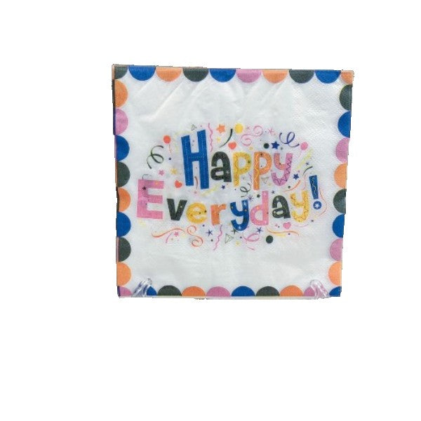 Set 20 Șervețele de Masă Decorative, Design Happy Everyday, Material Hârtie Rezistentă, Multicolor, 33 x 33 cm, 20 Bucăți