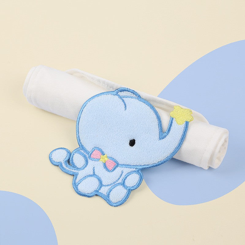 Prosop Absorbant pentru Bebelusi, Protectie Transpiratie cu 3 Straturi, Bumbac 100% Tip Tifon, Model Dinozaur, 19x28 cm, Alb