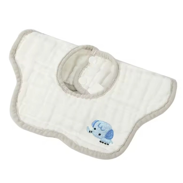 Baveta Tip Floare pentru Bebelusi, Protectie 8 Straturi Impermeabile, Bumbac 100% Absorbant, Inchidere cu Capse, Rotire 360 Grade, 0-12 Luni, 26 x 29 cm, Alb