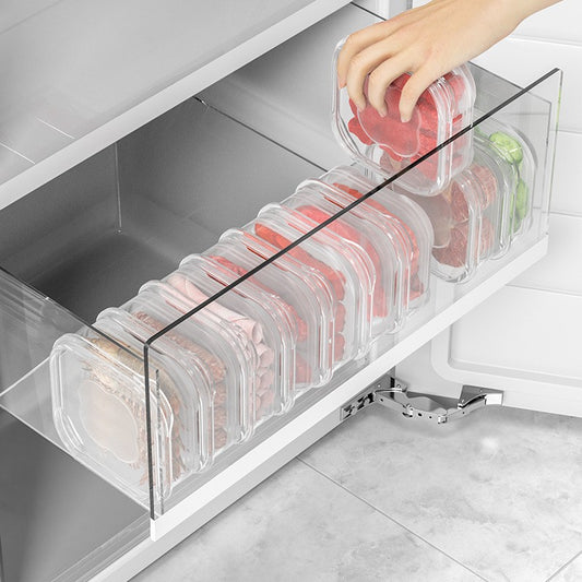 Caserola Alimentara pentru Frigider, Cutie Depozitare Alimente cu Inchidere Etansa, Forma Dreptunghiulara, Plastic Transparent, 350 ml, 12 x 12 x 4.5 cm