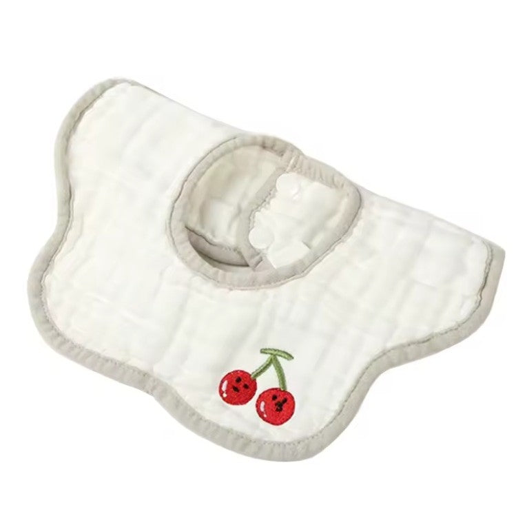 Baveta Tip Floare pentru Bebelusi, Protectie Rezistenta la Apa, 8 Straturi Absorbante, Bumbac 100%, Model Tricotat cu Panda, Inchidere Capse, 0-12 Luni, 26 x 29 cm, Alb
