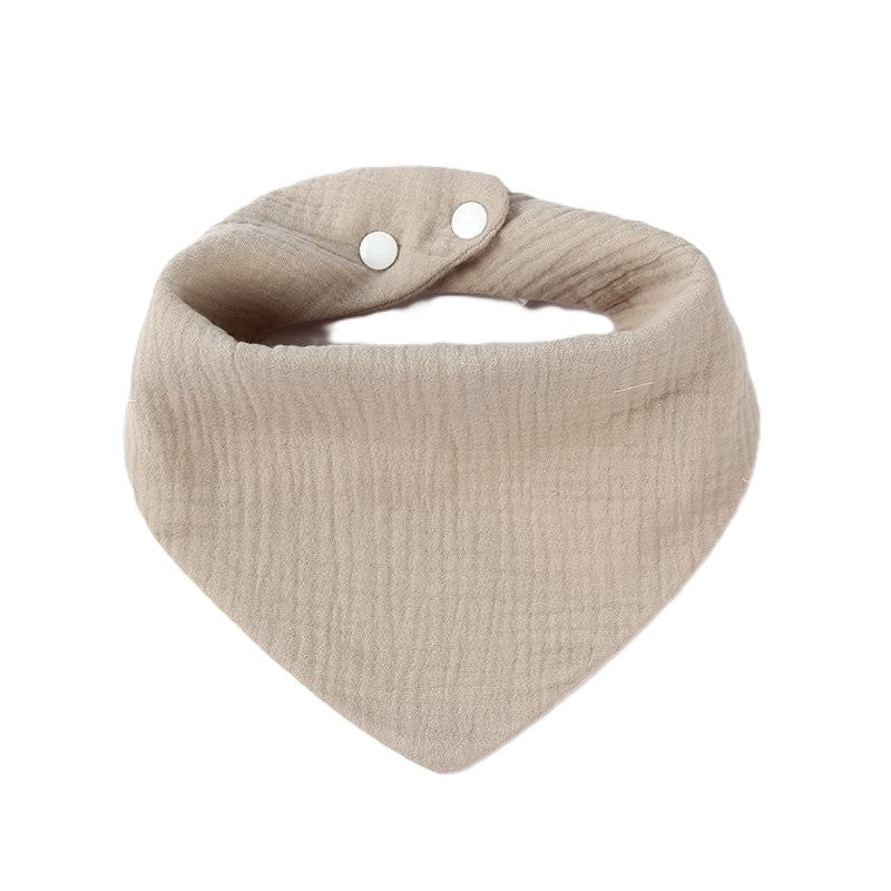 Baveta Triunghiulara pentru Copii, Esarfa Bumbac 100% Rezistenta la Apa, Inchidere cu Capse Reglabile, 33x32 cm, 0-12 Luni, Crem