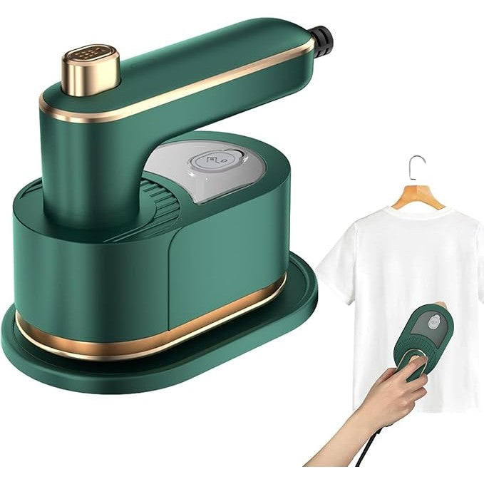 Mini Fier de Calcat Portabil si Pliabil, Calcare Verticala si Orizontala cu Abur, Talpa Titan Ceramic, Incalzire Rapida, Rezervor 50 ml, 40W, Verde