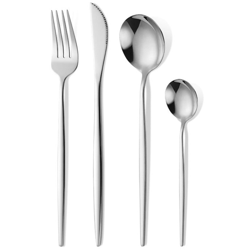Set Tacamuri Portugheze, Serviciu Masa 24 Piese, Otel Inoxidabil Premium, 6 Persoane, Argintiu