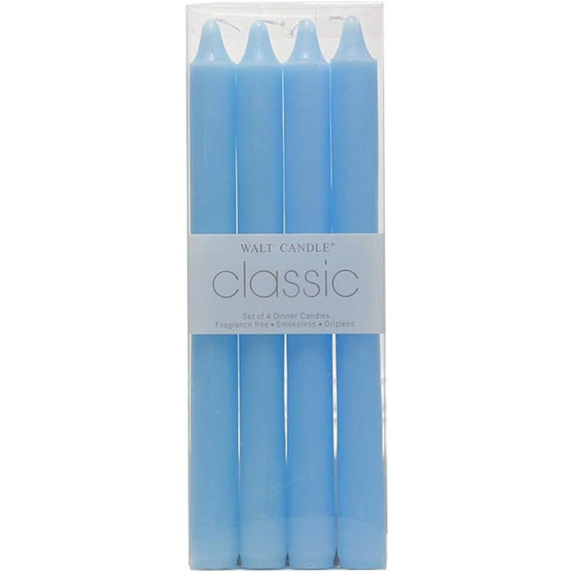 Set Lumânări Decorative pentru Masă, Ardere Fără Fum și Miros, Formă Cilindrică subțire, Parafină, 2.2 x 25 cm, Albastru, 4 Bucăți