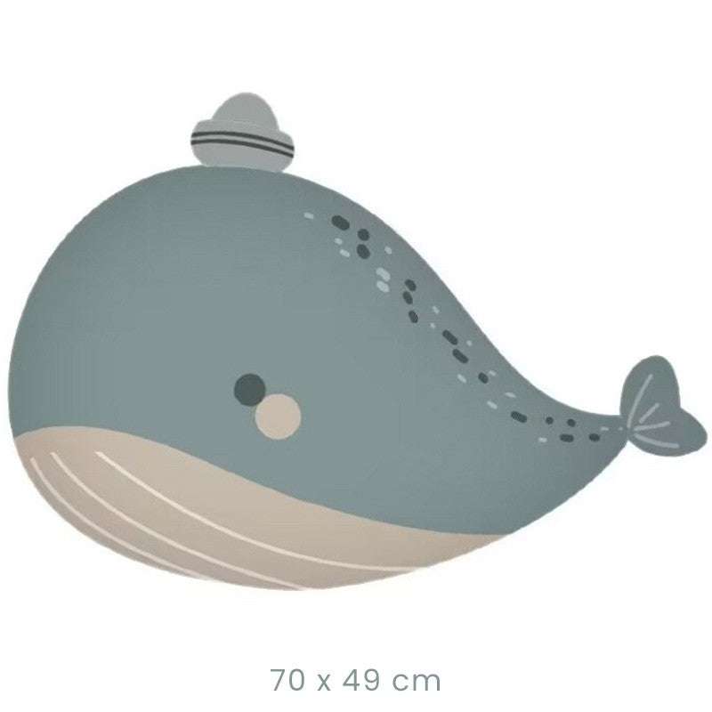 Balon din Folie Metalizata, Figurina Animata Balena 3D, Decoratiuni Petrecere Copii, Umflare Aer sau Heliu, include Pai, 70 x 49 cm, Albastru