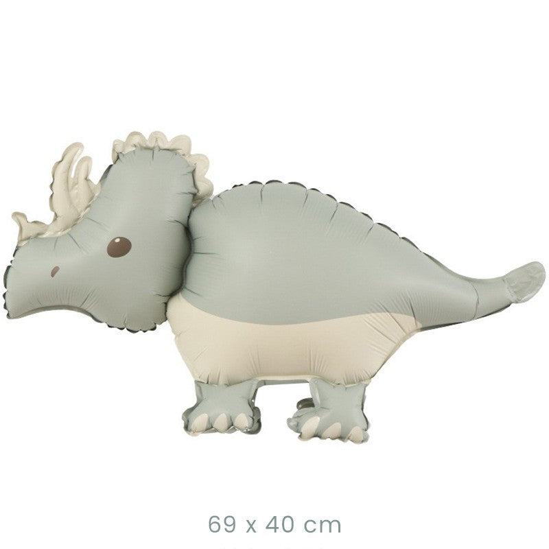 Balon din Folie Metalizata, Figurina Animata Model Dinozaur, Umflare cu Aer sau Heliu, include Pai, 69 x 40 cm, Gri