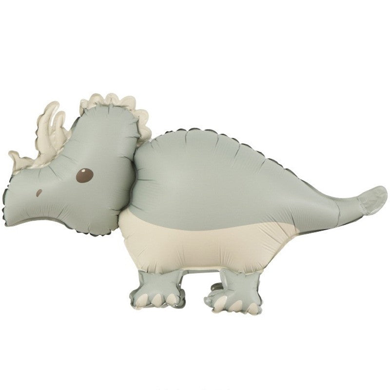 Balon din Folie Metalizata, Figurina Animata Model Dinozaur, Umflare cu Aer sau Heliu, include Pai, 69 x 40 cm, Gri