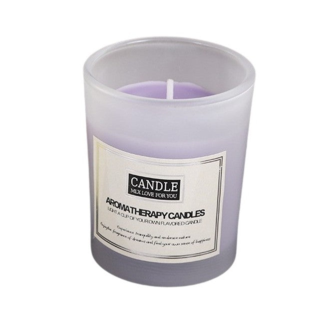 Lumanare Parfumata pentru Aromaterapie, Ceara de Soia Fara Fum, Borcan Sticla Translucida, 50 g, 6.2 x 5.2 cm, Lavanda, Mov