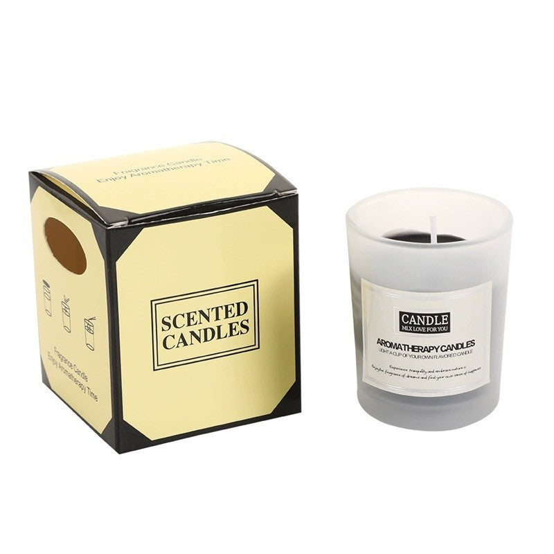 Lumânare Parfumată Pentru Aromaterapie, Amestec Ceară de Soia Fără Fum, Borcan Sticlă Translucidă, Aromă Lemn de Santal, Negru, 6.2 x 5.2 cm