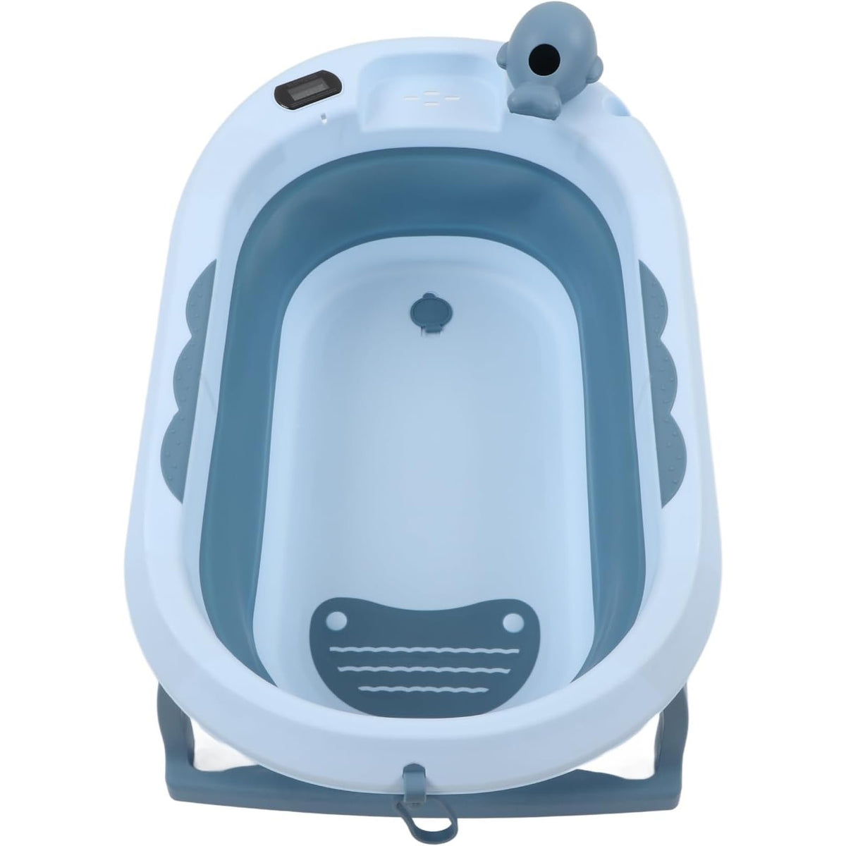 Cada de Baie Pliabila pentru Bebelusi si Copii, Termometru Digital si Perna Suport Inclusa, Polipropilena si TPE, 0 Luni - 6 Ani, 81.5 x 49 x 21.5 cm, Albastru