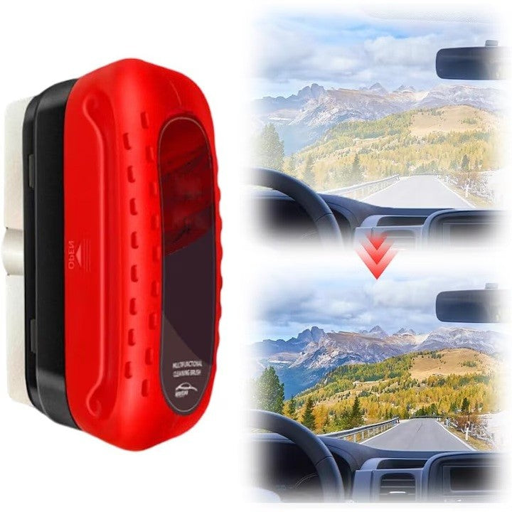 Perie Multifuncțională Auto pentru Curățare Parbriz și Oglinzi, Efect Anti-Aburire și Îndepărtare Peliculă Ulei, Aplicator Ergonomic, Plastic, Roșu
