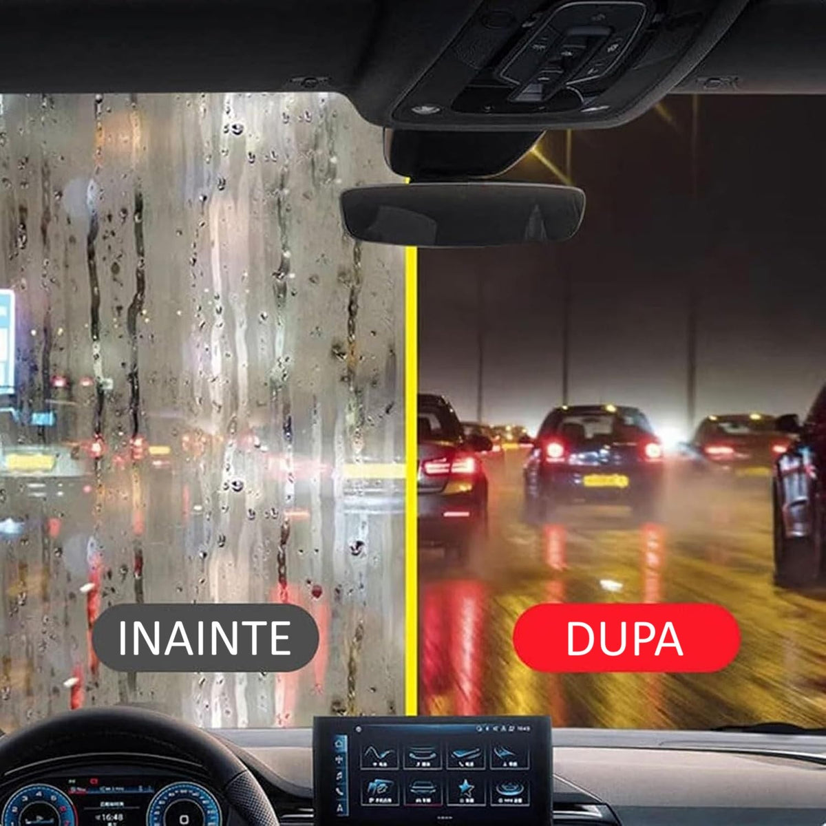 Perie Multifuncțională Auto pentru Curățare Parbriz și Oglinzi, Efect Anti-Aburire și Îndepărtare Peliculă Ulei, Aplicator Ergonomic, Plastic, Roșu