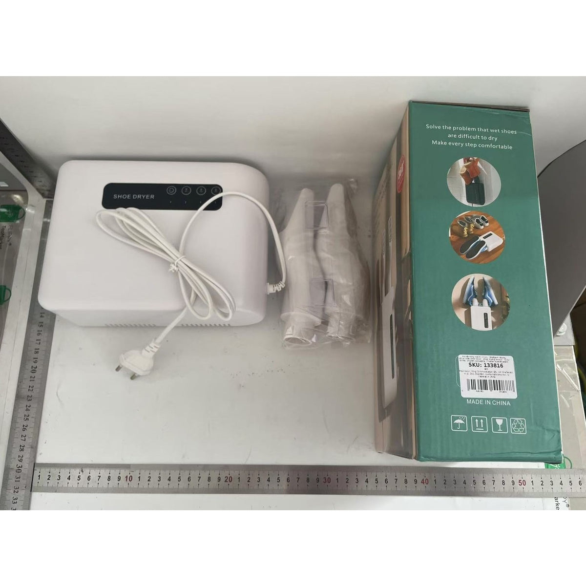 Uscator de Pantofi Electric, Functie Dezinfectare UV si Dezodorizare cu Ozon, Montaj pe Perete fara Perforare, Timer 3 Trepte, Silentios, PVC, Verde