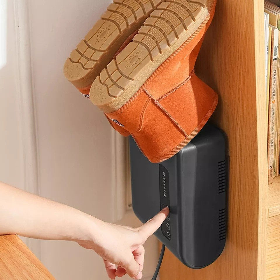 Uscator de Pantofi Electric cu Dezinfectie UV si Ozon, Functie Dezodorizare si Uscare cu Aer Cald, Montaj pe Perete Fara Perforare, Timer 3 Trepte, Silentios 41 dB, PVC, Verde