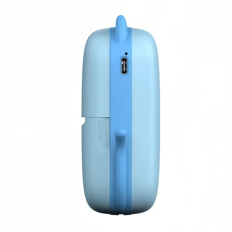 Mini Imprimanta Foto Portabila, Conexiune Bluetooth, Tehnologie Termica Fara Cerneala, Design Pisicuta, Incarcare USB, Include 10 Role Hartie si Markere, Plastic ABS, Albastru