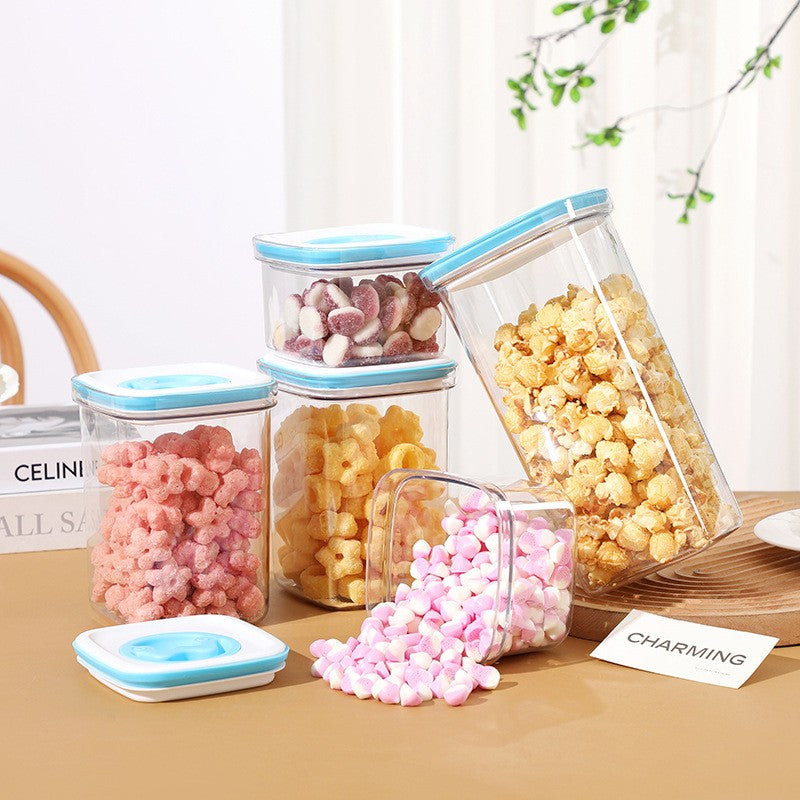 Set 5 Cutii de Depozitare pentru Bucatarie, Recipiente Alimentare Ermetice cu Capac si Garnitura Silicon, Stivuibile, Transparent, Set 2x600ml, 2x1.3L, 1x2L