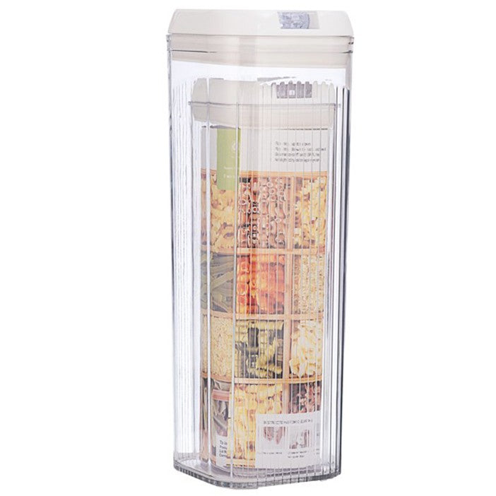 Set 2 Recipiente Depozitare Alimente si Cereale, Containere Organizare Bucatarie, Plastic Transparent cu Capac Alb, 1.2 L si 2.5 L