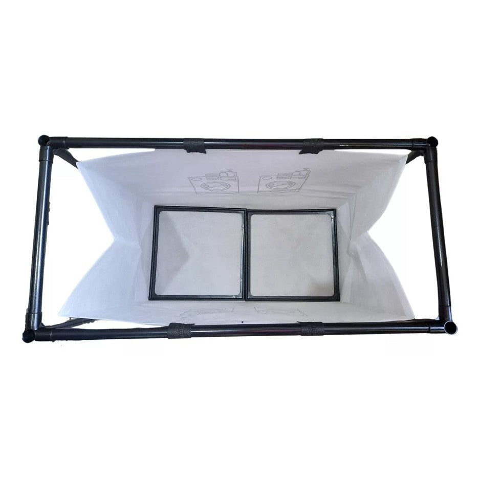 Cos de Rufe cu Raft si 1 Cos, Organizator pentru Baie sau Dormitor, Cadru Otel Inoxidabil si Material Netesut, 97 x 44 x 57 cm, Negru