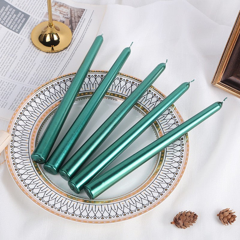 Lumânare Decorativă pentru Masă, Fără Fum, Ardere 7.5 Ore, Parafină, 2.2 x 25 cm, Verde