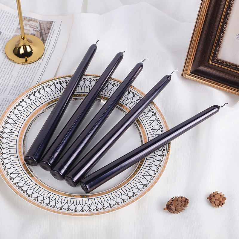 Lumanare Decorativa Pentru Masa, Model Subtire Fara Fum, Ardere 7.5 Ore, Parafina, 2.2 x 25 cm, Negru