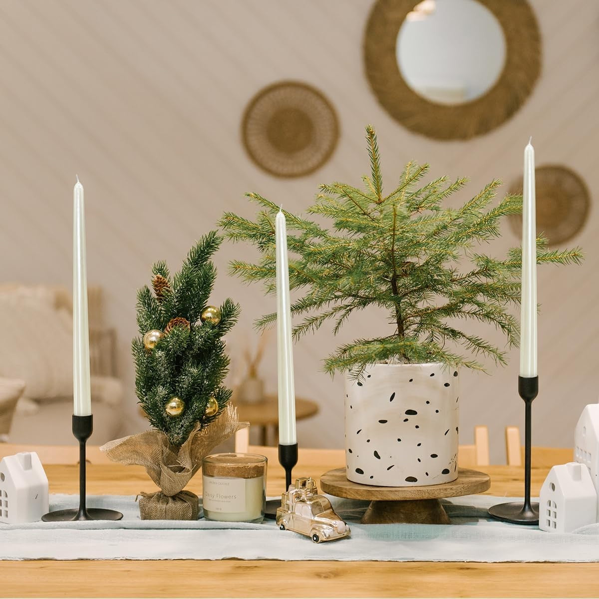 Lumanare Decorativa pentru Masa, Lumanare Clasica fara Fum, Ardere 7.5 Ore, Parafina, 2.2 x 25 cm, Alb