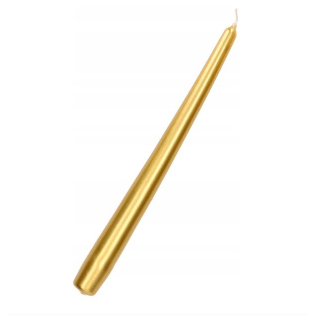 Lumânare Decorativă pentru Masă, Design Clasic Lung și Subțire, Fără Fum, Timp Ardere 7.5 Ore, Parafină Solidă, 2.2 x 25 cm, Auriu